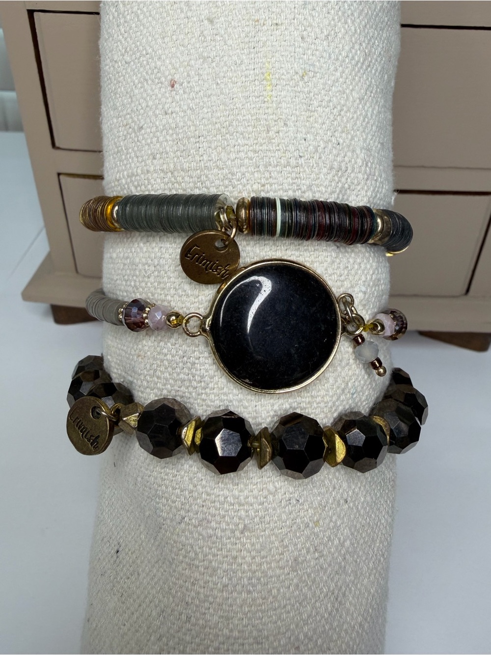 Erimish stacked deep brown and Gold Women's Bracelet